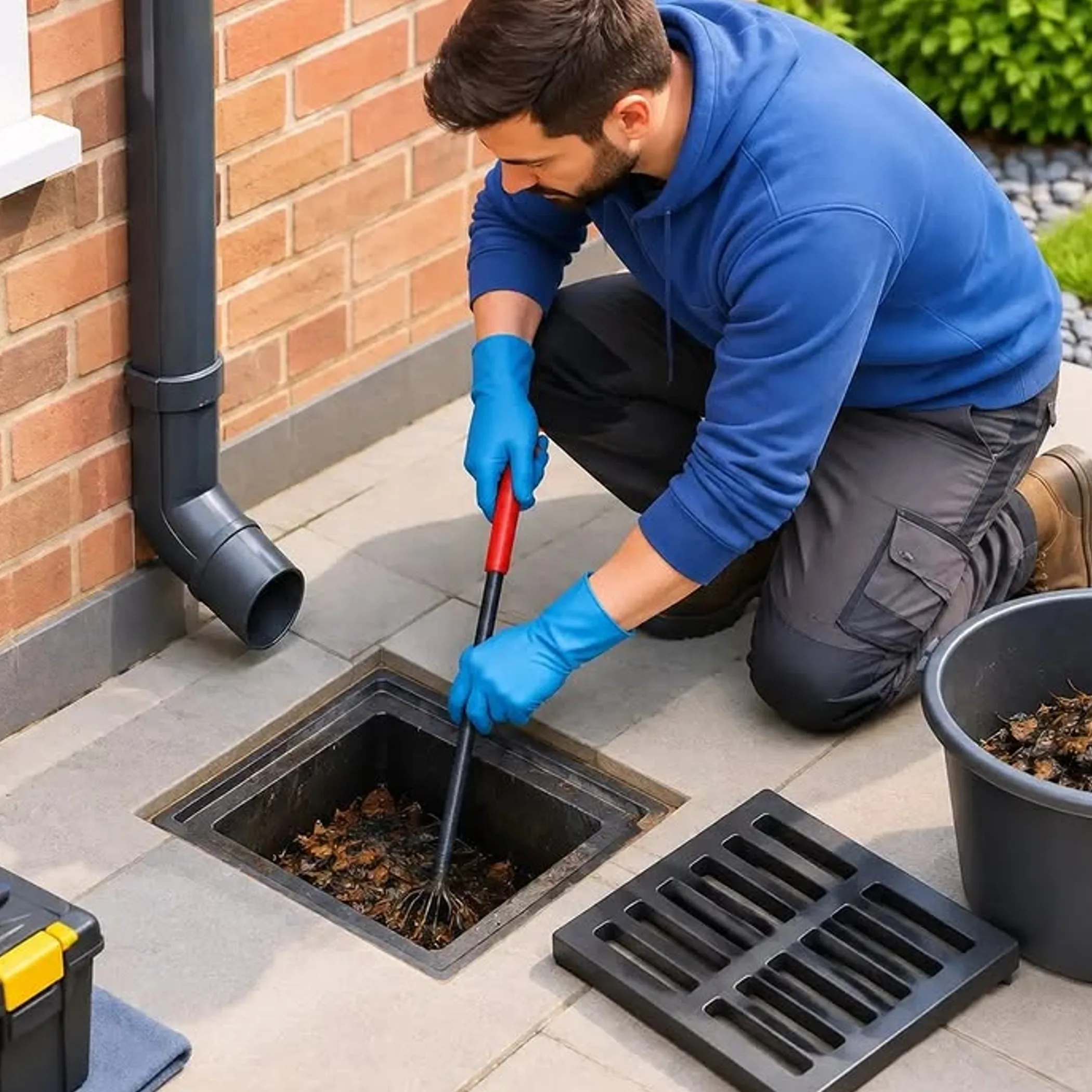 clearing a blocked drain