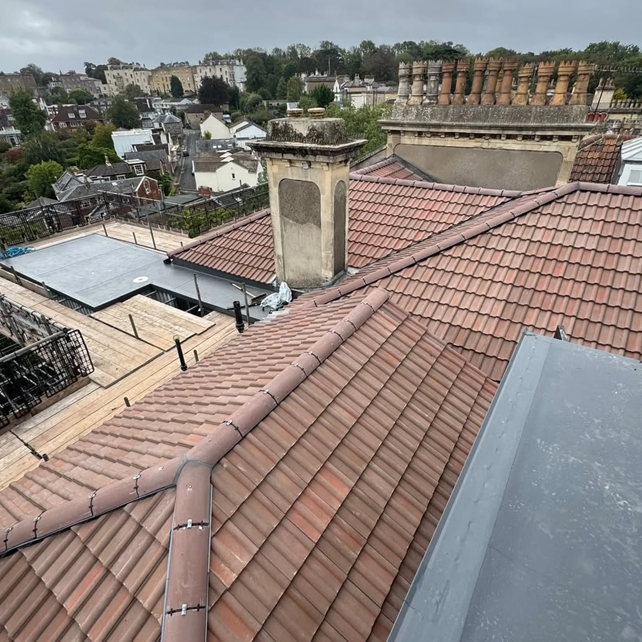 tiled roof undergoing repairs